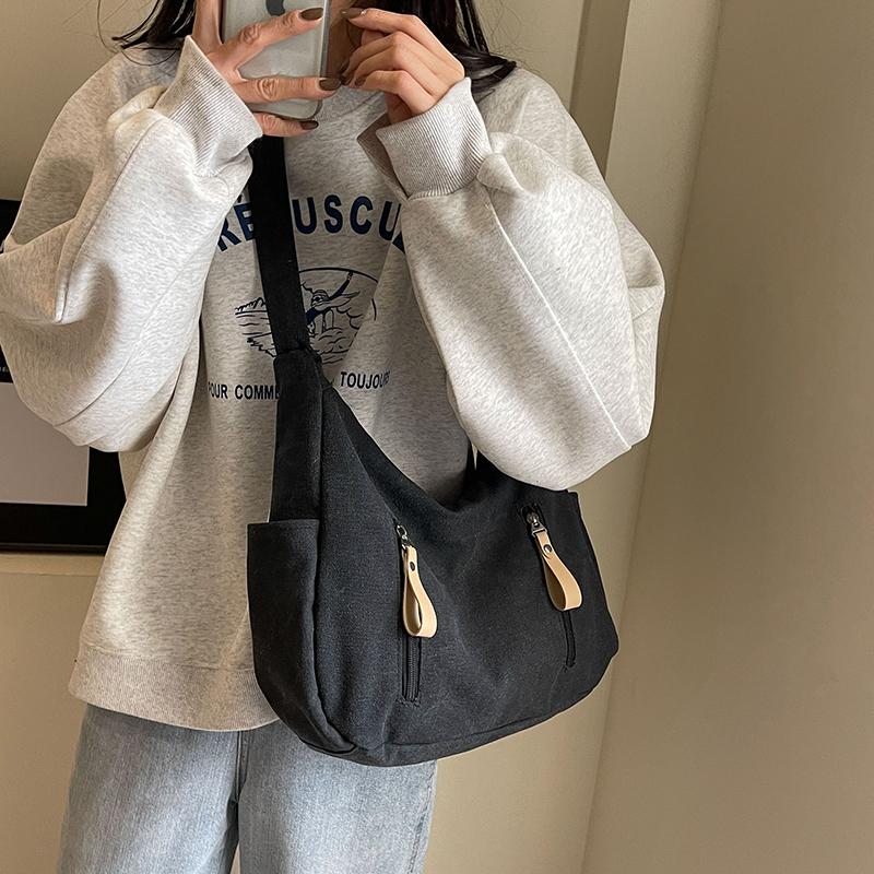 Canvas Bag Women's Large Capacity Tote Bag Student Shoulder Crossbody Bag