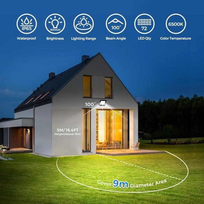 Projecteur LED - REALKY - 50W - 5000LM - IP65 Étanche - Éclairage Extérieur Jardin, Patio, Garage