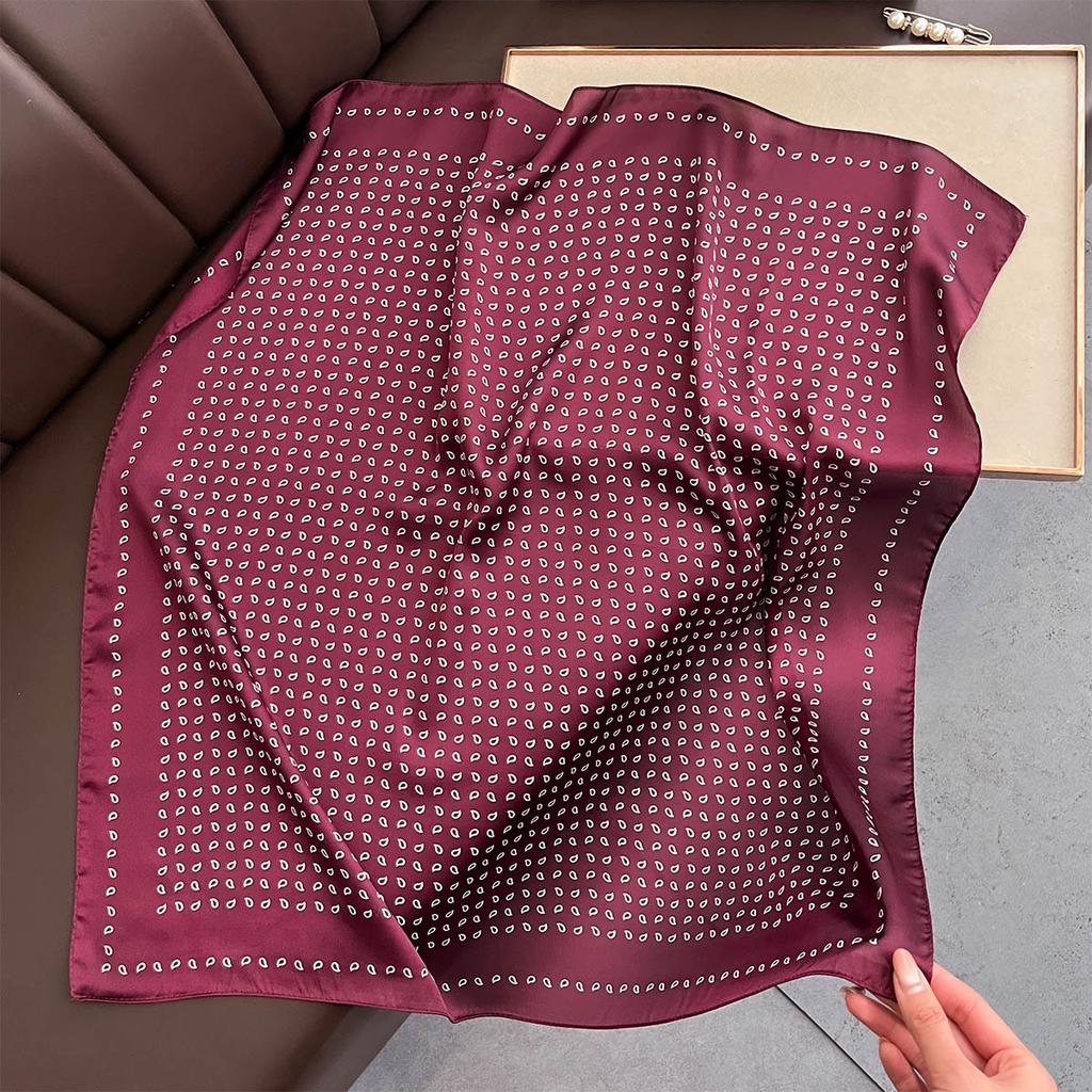 New Floral Print Silk Feeling 70cm Square Scarf Women Foulard Cashew Neckerchief Lady Satin Head Hijab Female Decorate Neck Ties