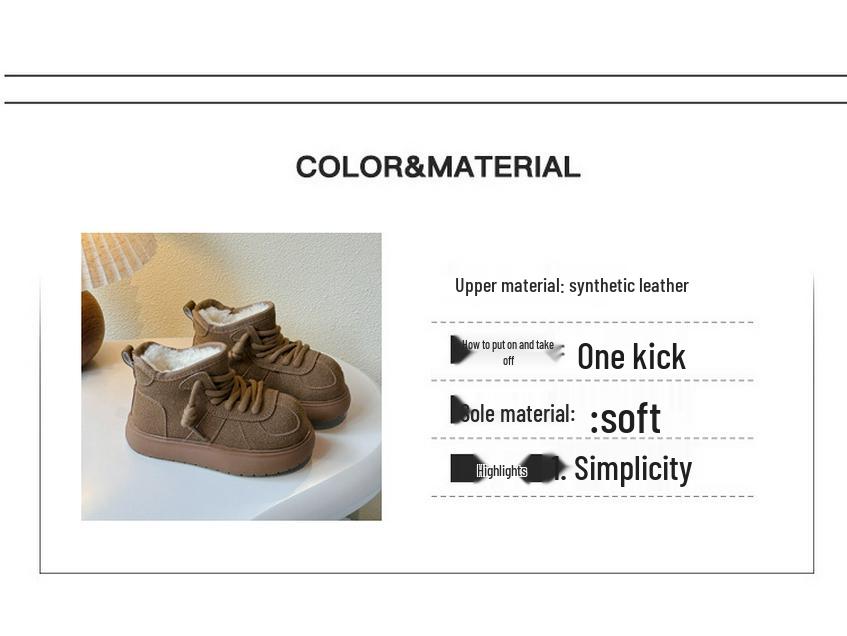 Zimní plyšové zateplené dětské sněhule 2025 - Teplé, univerzální, protiskluzové, bavlněné boty s měkkou podrážkou