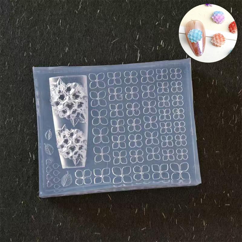 

Hydrangea 3D High Transparency Nail Carving Mold Diy Design Silicone Petal Soft Stamping Plates Manicure Art Mold Decor Tools onesize