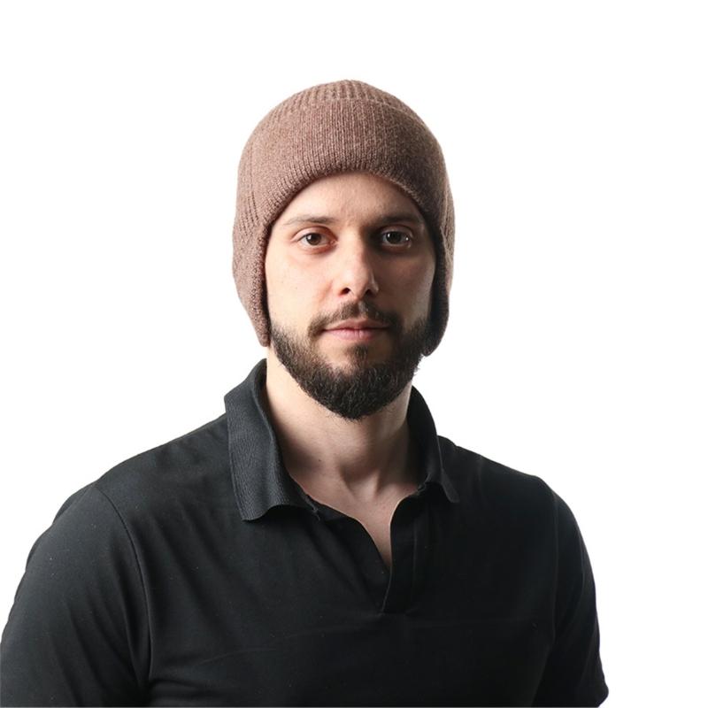 Knit Brimless With Solid Color Earflaps Design Soft Acrylic Winter Pullover Hat For Unisex Adults Teens Daily Cycling Wear