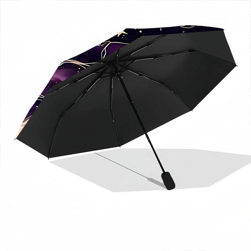 1pc Mystic Moonlit Starry Sky Umbrella Automatic Opening/Closing Umbrella with Foldable Design, Iron Frame for Outdoor Use, Perfect Festival Gift