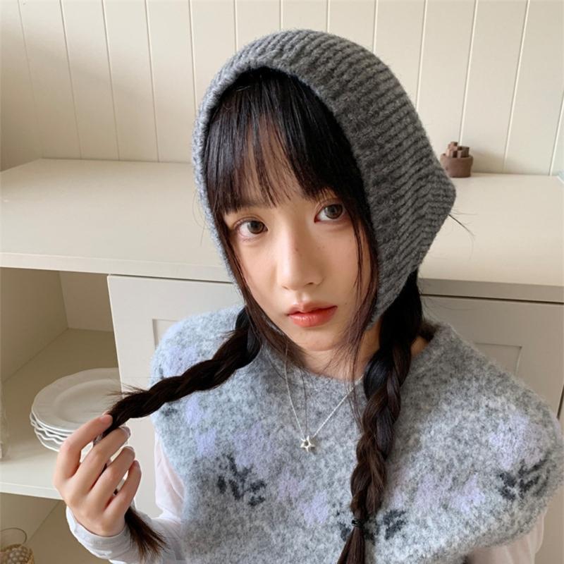 Thicken Knit Triangle Scarf Soft Wool Head Wrap Unisex Unique Style Headscarf For Women Men Outdoor Travel Accessory