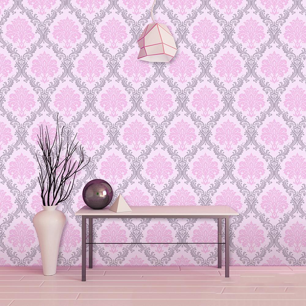 10M Self Adhesive Victorian Damask Wallpaper 3D Vinyl Film Cabinets Drawer Shelf Liner Contact Paper Wall Sticker White Pink