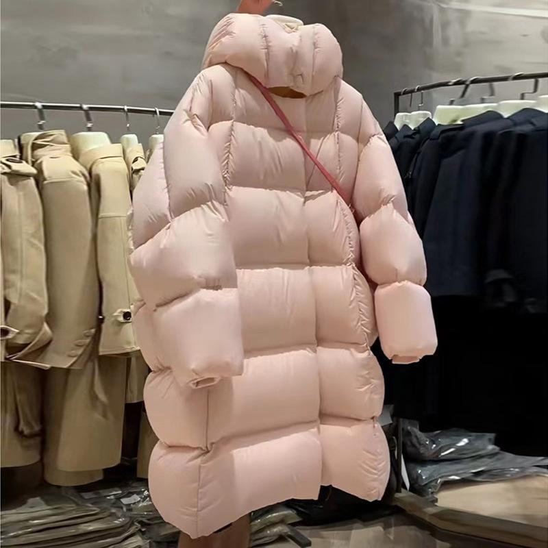 Large White Duck Down Jacket Women's Long 2025 Fashion Extreme Cold Thickened Puffs Warm Loose Coat