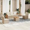 Vidaxl 6-Cz. Garden Furniture Set With Cushions, Beige, Poly Rattan