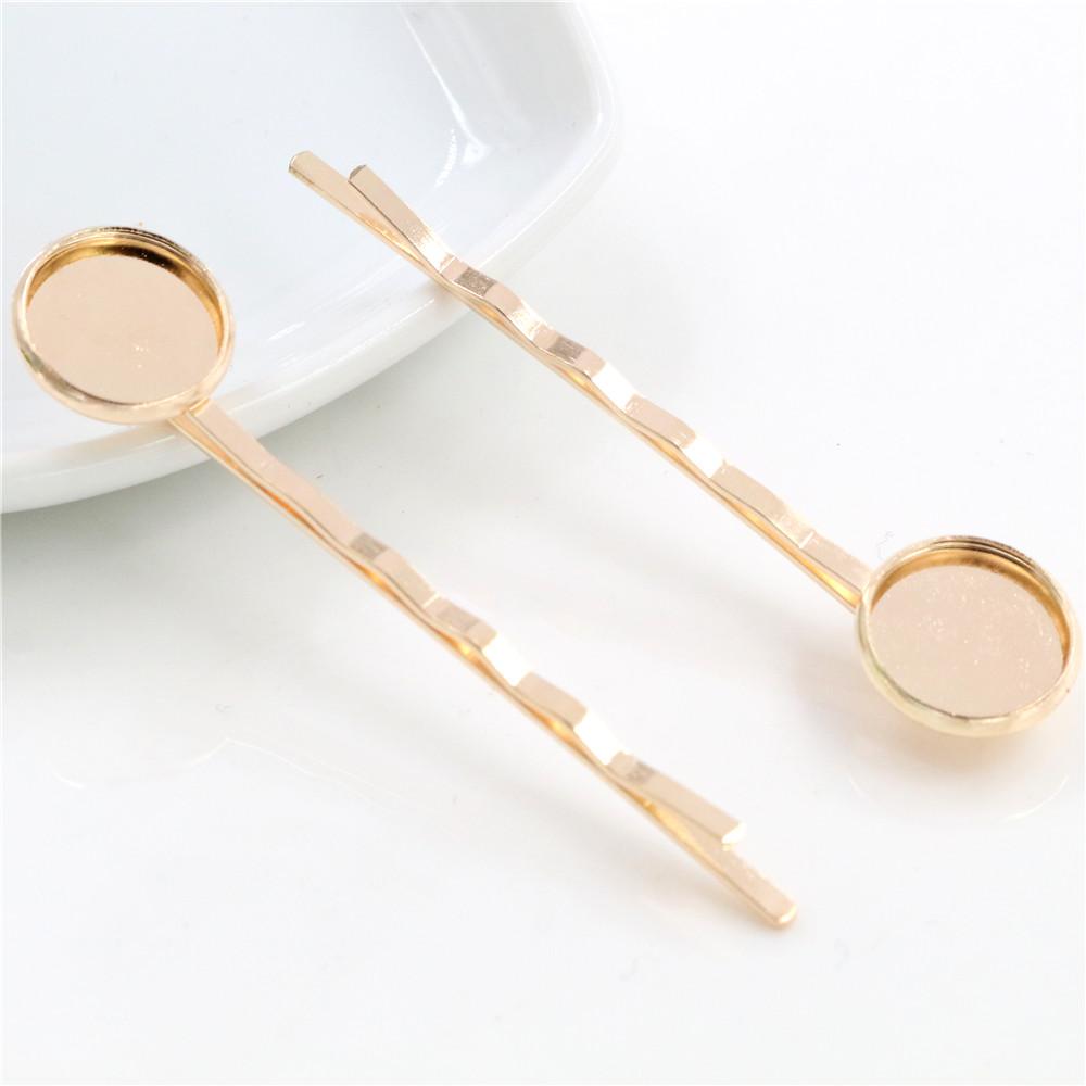 12mm 10pcs High Quality Classic 8 Colors Plated Copper Material Hairpin Hair Clips Hairpin Base Setting Cabochon Cameo