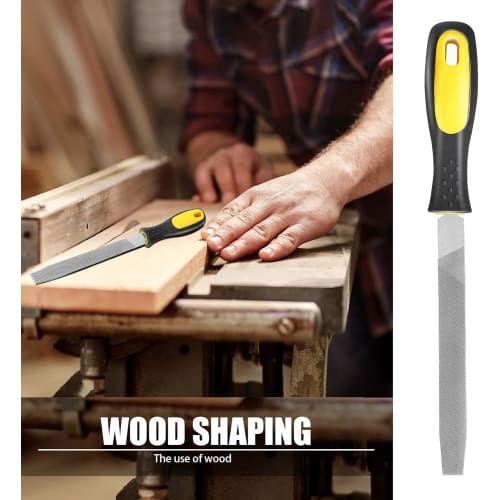 Samcos Diamond File Set, 200mm, Flat, Round, and Half Round, Carbon Steel, for Metal Grinding, Deburring, Rough Cutting, DIY Polishing Tools, 3-Piece