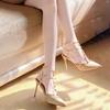Rivet Thin Heel Pointed High-heeled Shoes for Women One Button Versatile Toe Sandals for Women