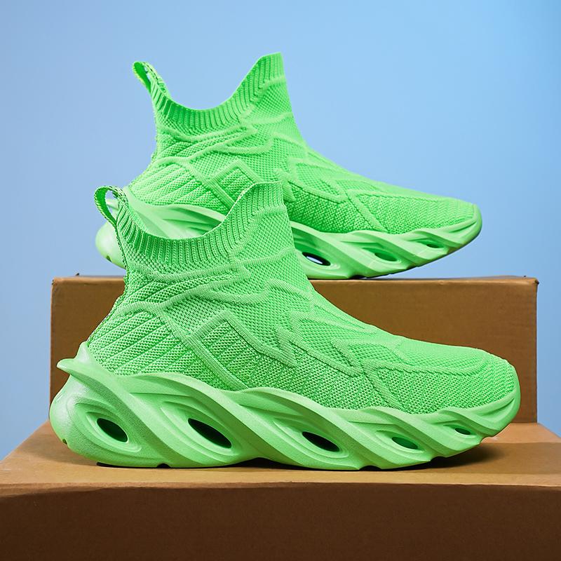 

Men s Knitted Mesh High Top Casual Sports Shoes Lightweight Breathable Trendy Running Shoes for Men Fashion Footwear 46 червоний