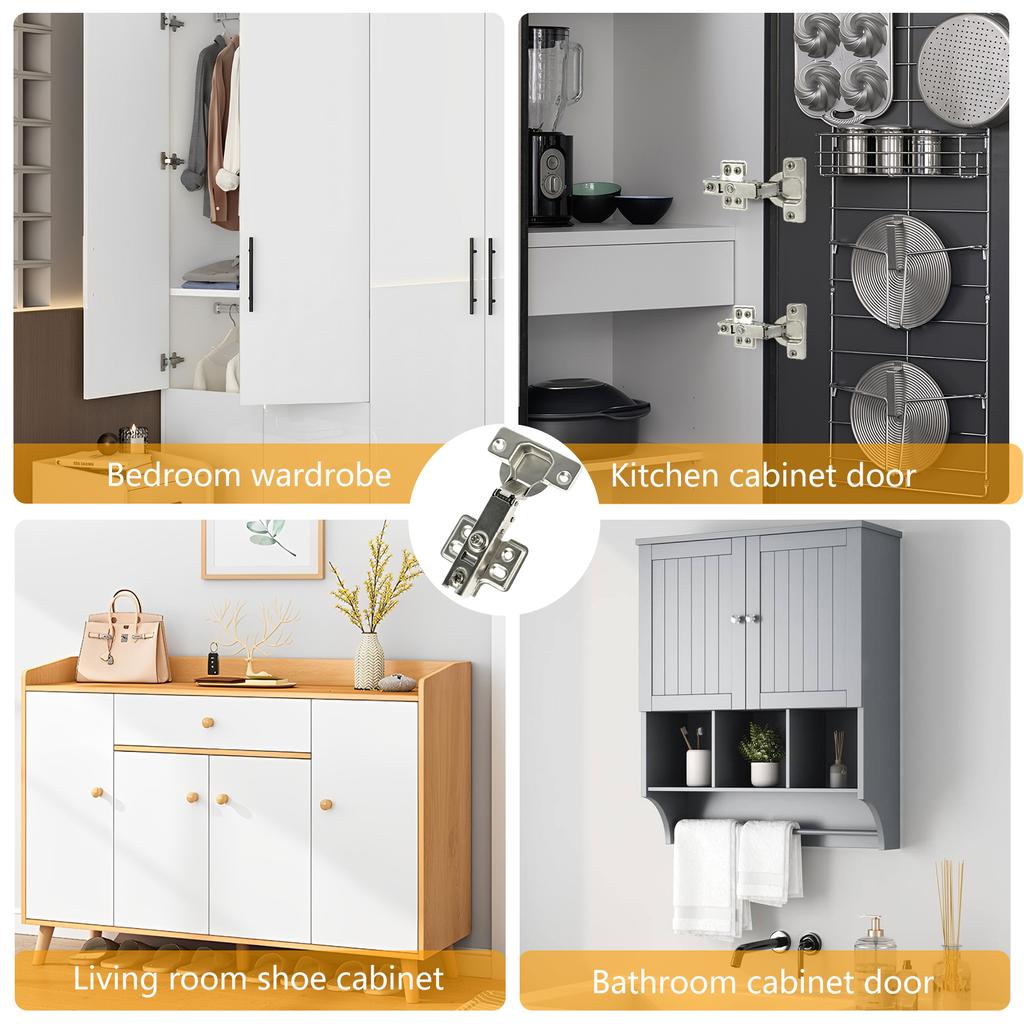 10/20Pcs 95°-105° Steel Cabinet Hinges No-Drilling HoleHydraulic Buffer Hinge Kitchen Cabinet Cupboard Hinges Furniture Hardware