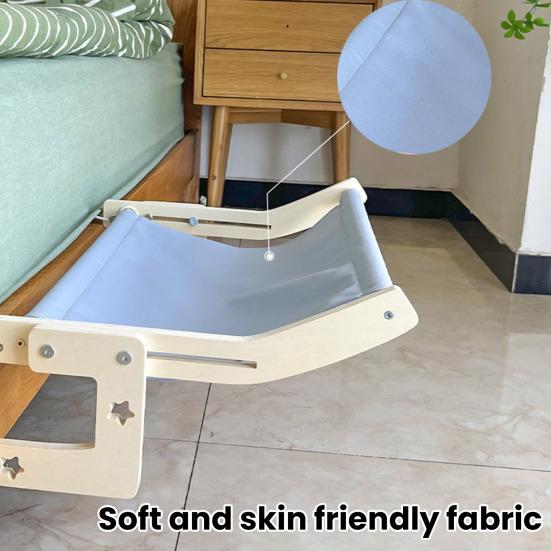 Cat Hammock Window Perch Adjustable Cat Bed with Wood Frame No Drilling Pet Hammock for Bedside Windowsill Indoor Cats