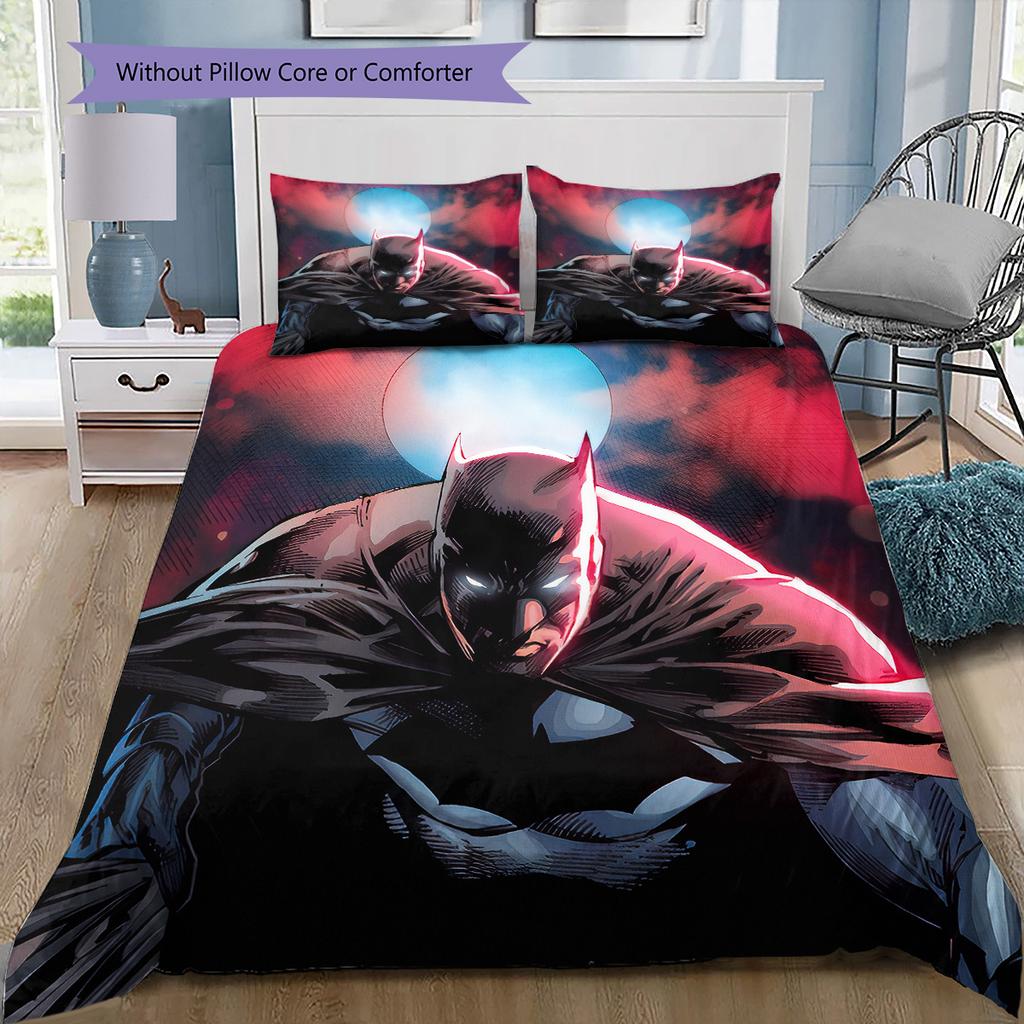 Batman At Night Bedding Set, 1 Duvet Cover & 2 Pillowcases, Cozy Home Use, Perfect Gift