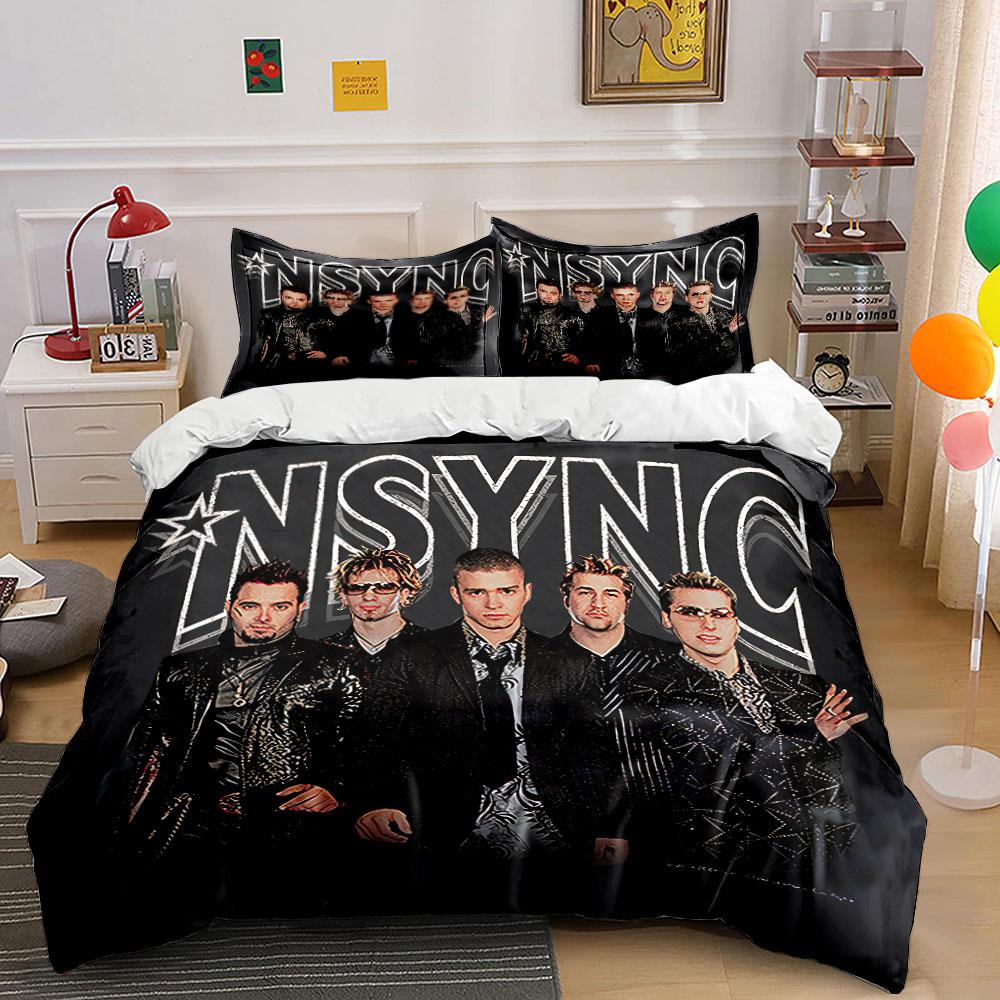 NSYNC Band Graphic Print Set Bedding Duvet Cover Set Duvet Cover Pillowcases (1*Duvet Cover 2*Pillowcases, Without Duvet Insert)