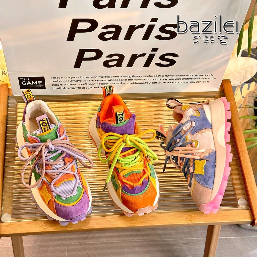 Dámské boty Dad's Shoes 2025 Nové Jaro Podzim Všestranné Silná Podrážka Boty do Lesa Běžecké Sportovní Ležérní Boty