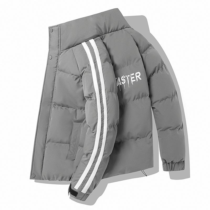 

Зимняя хлопковая одежда с подкладкой для мужчин и женщин в одном стиле, с воротником-стойкой, хлопковая одежда с подкладкой из пуха, свободная, струящаяся, универсальная 4XL серый