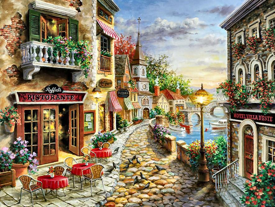 

Набор для алмазной вышивки 5D DIY с полной выкладкой, пейзаж, и инструменты