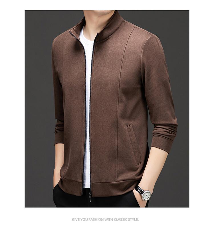 YINGAO Men's Stand Collar Zipper Cardigan Jacket - Autumn Solid Color Style