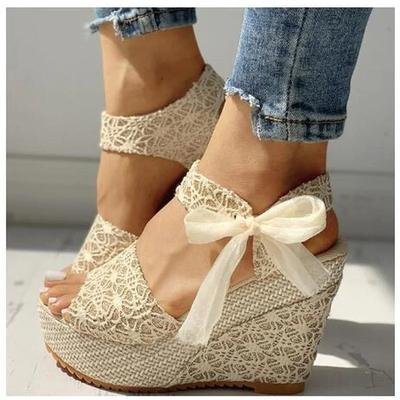 Heiße Freizeitschuhe mit Spitze für Damen, Keilschuhe, Damenschuhe, Mädchen Sommersandalen, Party-Plateau-High Heels, Tanzschuhe