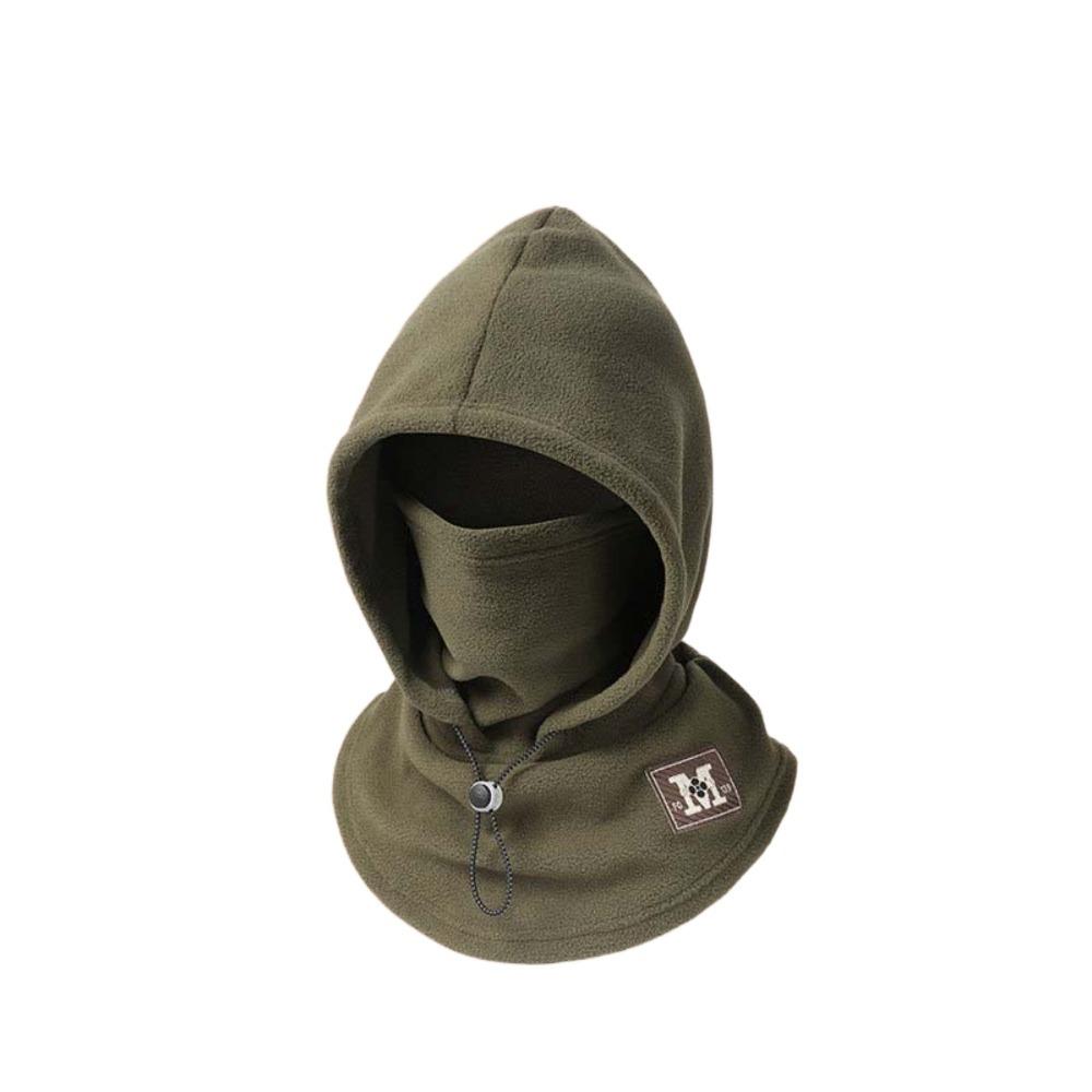 Warmer Fleece Balaclava Hat Drawstring Winter Pullover Cap Soft Hooded Neck Cap  Cycling зелёный