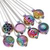 2pcs New Colorful Aromatherapy Necklace Vintage Flower Butterfly Tree Owl Essential Oil Diffuser Necklace Perfume Lockets Pendants