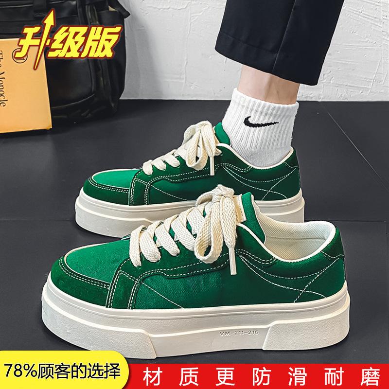 Canvas men's shoes spring and autumn 2 new summer breathable trend versatile sports casual black thick baseplate shoes