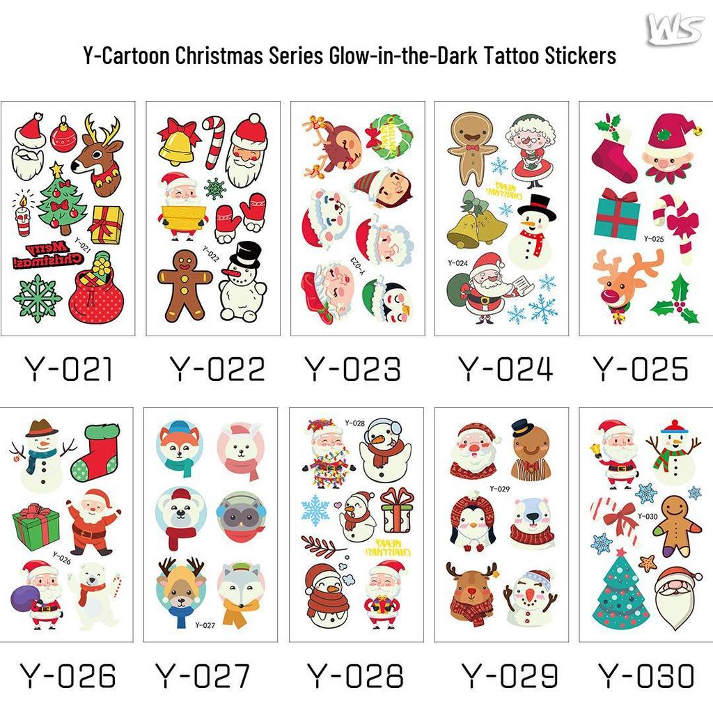 Creative Luminous Christmas & New Year Tattoo Stickers for Kids - Snowflake & Santa Designs