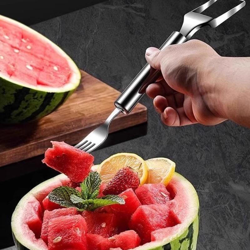 Pack of 2 Ergonomic Watermelon Processing Utensils Double Headed Blade and Fork X3UC CN
