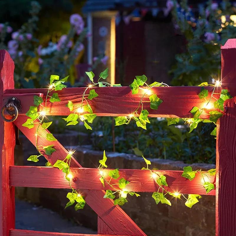 Xiaomi 12/10/2m Künstliche Efeu-Girlande mit grünen Blättern und LED-Lichtern, Heim-, Schlafzimmerdekoration, Hochzeit, leuchtende künstliche Pflanzengirlande, Heimdekoration