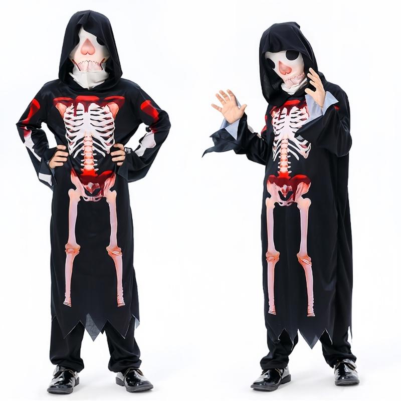 Costume da Morte di Halloween per Bambino Ragazzo Ragazza, Include Veste, Falce, Maschera, Guanto