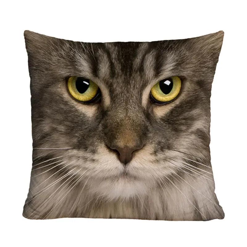 Tiger Lion Cat Wolf Printed Polyester Pillow Cover Cushion Cover Bedroom Home Sofa Square Animal Decorative Pillowcase 45X45Cm