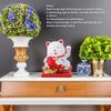 Solar Powered Lucky Cat Waving Hand Beckoning Fortune Cat Figurines for Car Dashboard/Home Decor