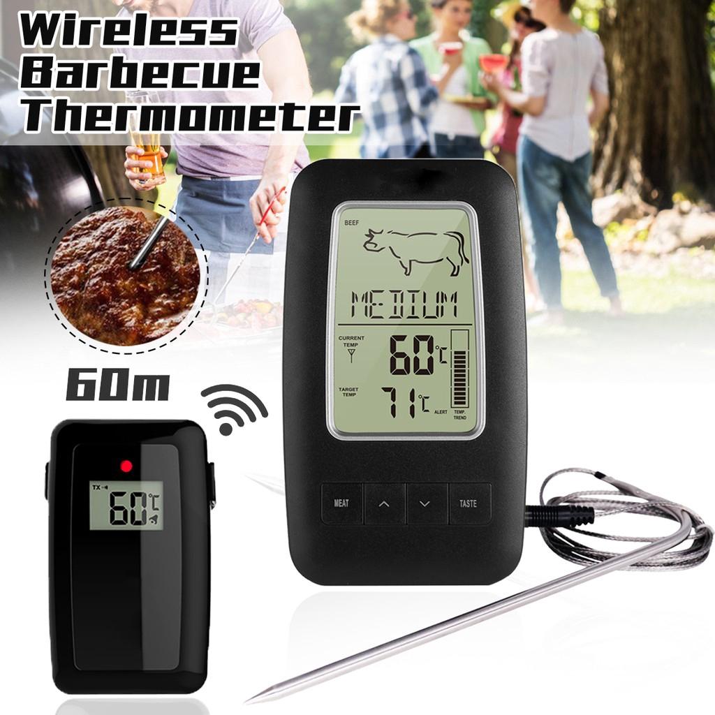 Kitchen Cooking Grill Smoker Meat Thermometer with Probe & Timer Temperature Alarm Thermometer New