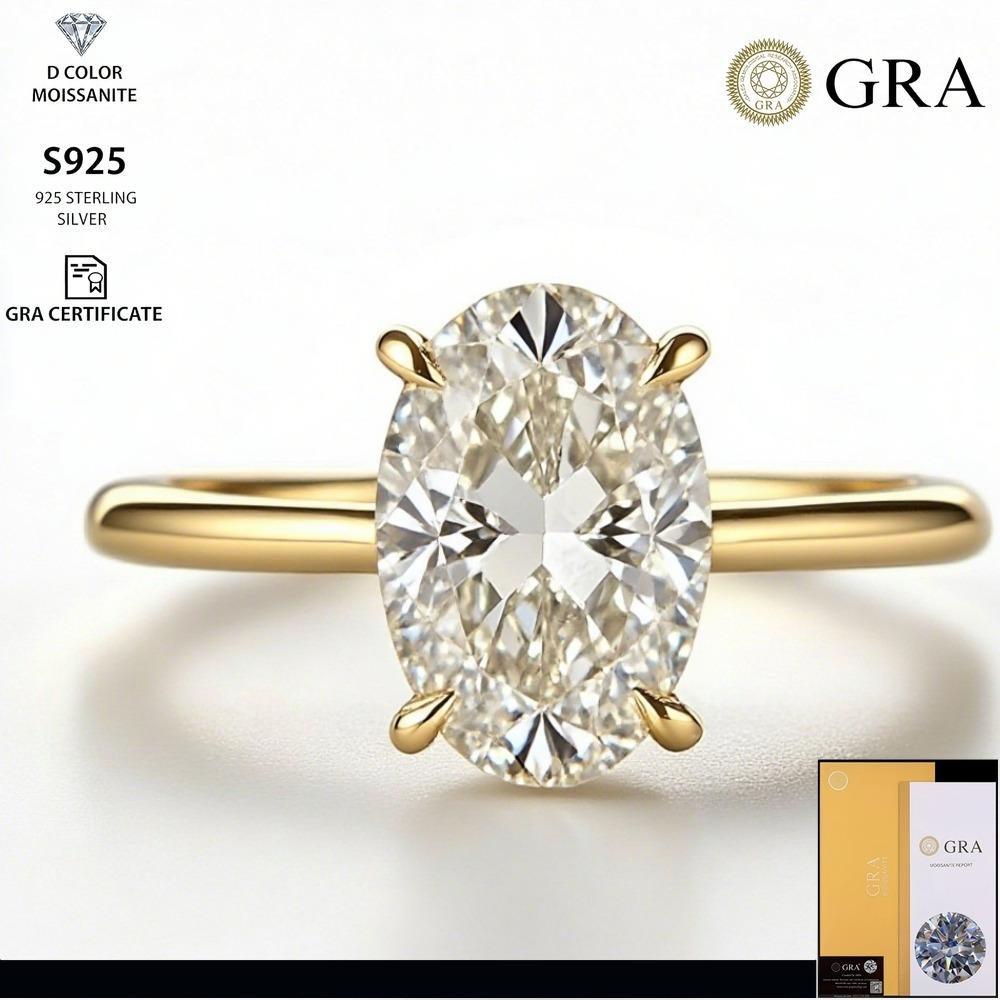 New Personalized Fashion Oval Diamond Ring, Classic Four-claw Wedding Ring, Female