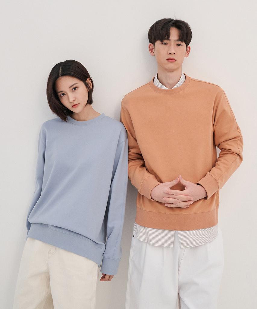 BASIC HOUSE Uni Recycled Semi-Overfit Sweatshirt Orange Lwts0101