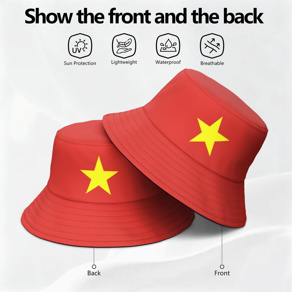 Viet Nam Custom Made Name badge Team Logo Bucket Cap Vnm Country Travel Vietnam Nation Vietnamese Flag Photo Fisherman Hats