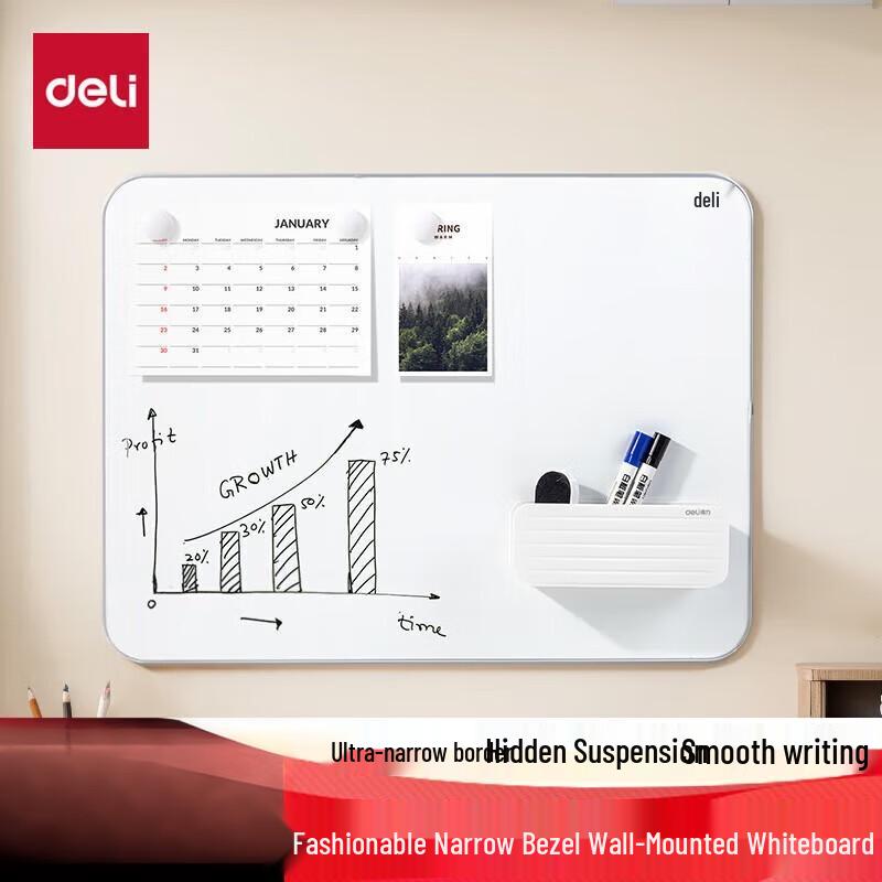 Deli 90x60cm Magnetic Narrow Frame Whiteboard