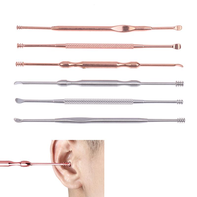 1/3Pcs Double Head Ear Wax Removal Cleaner Earwax Remover 360° Cleaning Ear Pick Stainless Steel Ear Care Tools