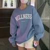 Pull ample à manches longues et col rond pour femme, haut féminin, couleur unie