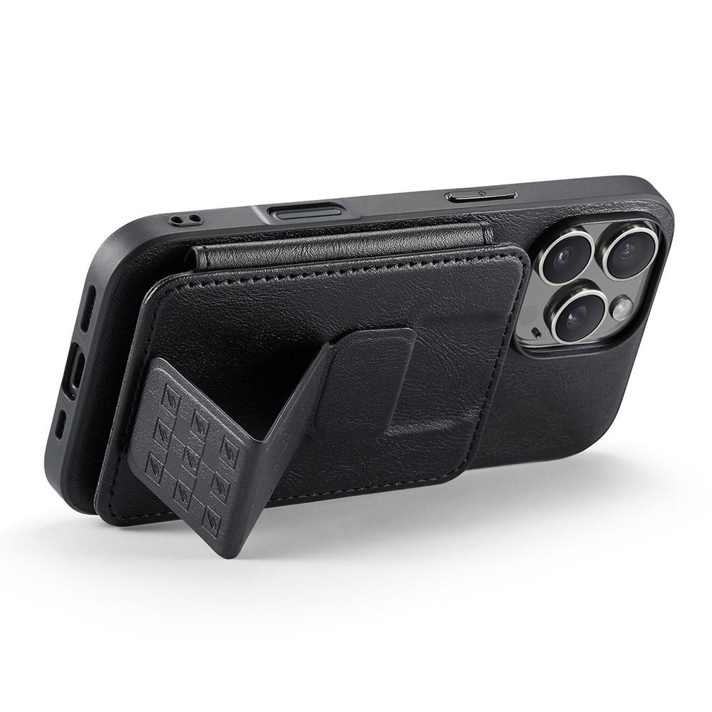 FIERRE SHANN 024 Style For iPhone 16 Pro Case Card Holder Kickstand Waxy Texture Leather+TPU Phone Cover