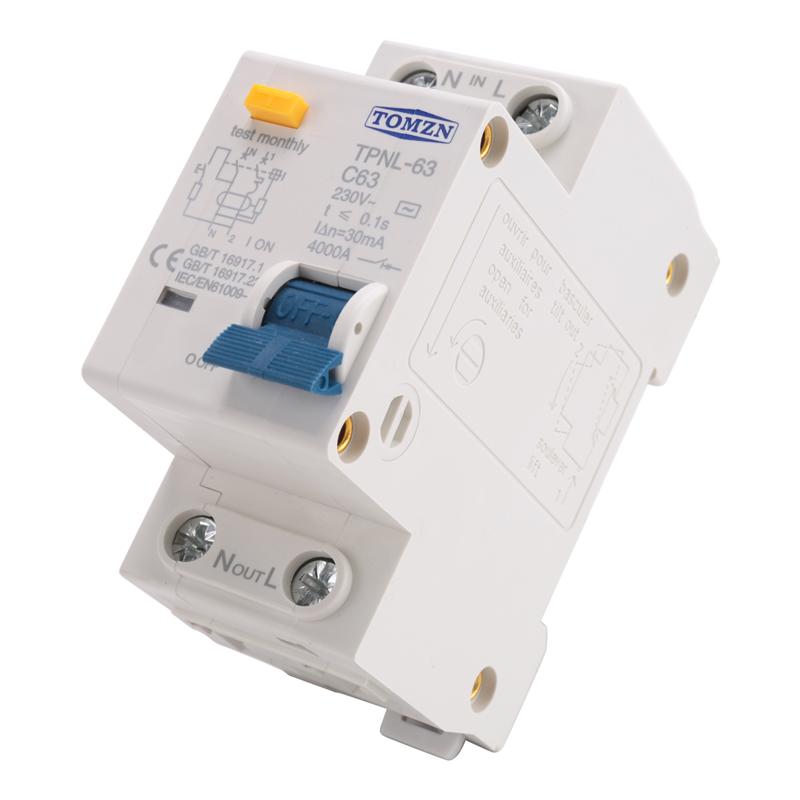 AEE2-TOMZN TPNL DPNL 230V 1P+N Residual Current Circuit Breaker With Over And Short Current Protection RCBO MCB, TPNL