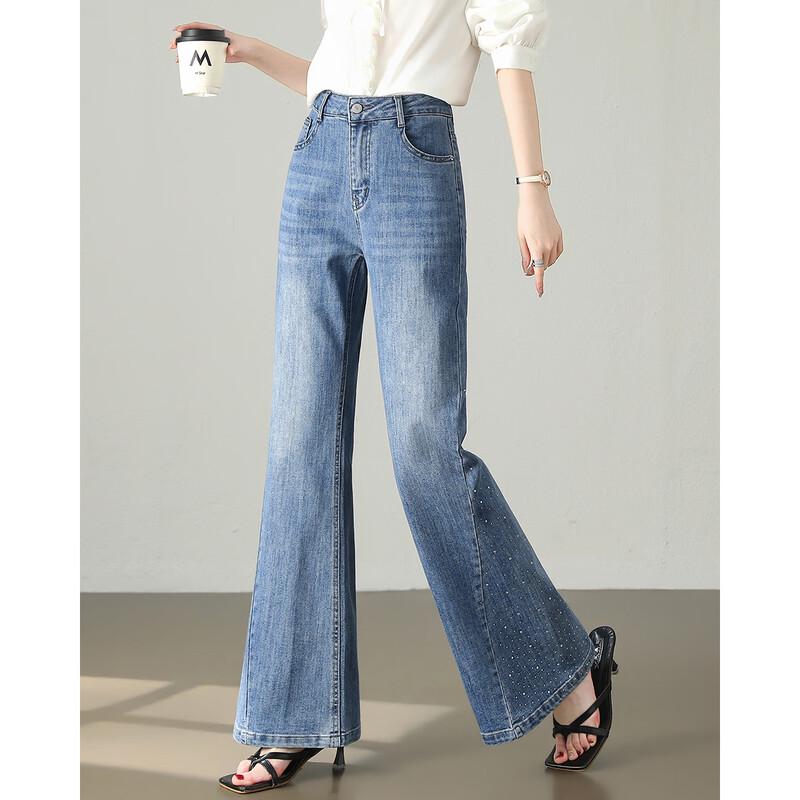 TERRE BLEUE Women s High-Waist Rhinestone Flare Jeans S