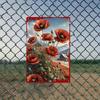 1pc Vintage Heart Metal Wall Art, Red White Poppy Rustic Iron Sign, 8x12 Inch Floral Decor for Home Cafe Office