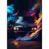 Modern Cars Vintage Sport Neon Car Gold Night Painting and Prints Canvas Poster Wall Art Pictures for Living Room Decor Cuadros