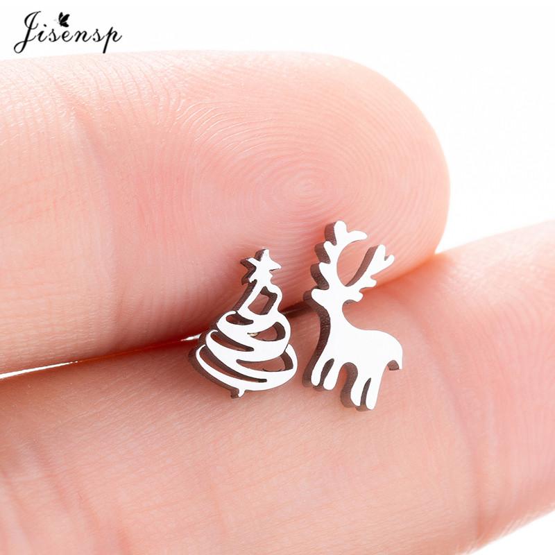 Small Stainless Steel Earrings Women Punk Jewelry Fashion Moon Leaf Scissors Snow Mountain Stud Earring Best Gift for Friends