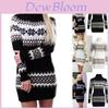 Elegant Christmas Woman Turtleneck Sweater Dress With Festive Snowflake Pattern