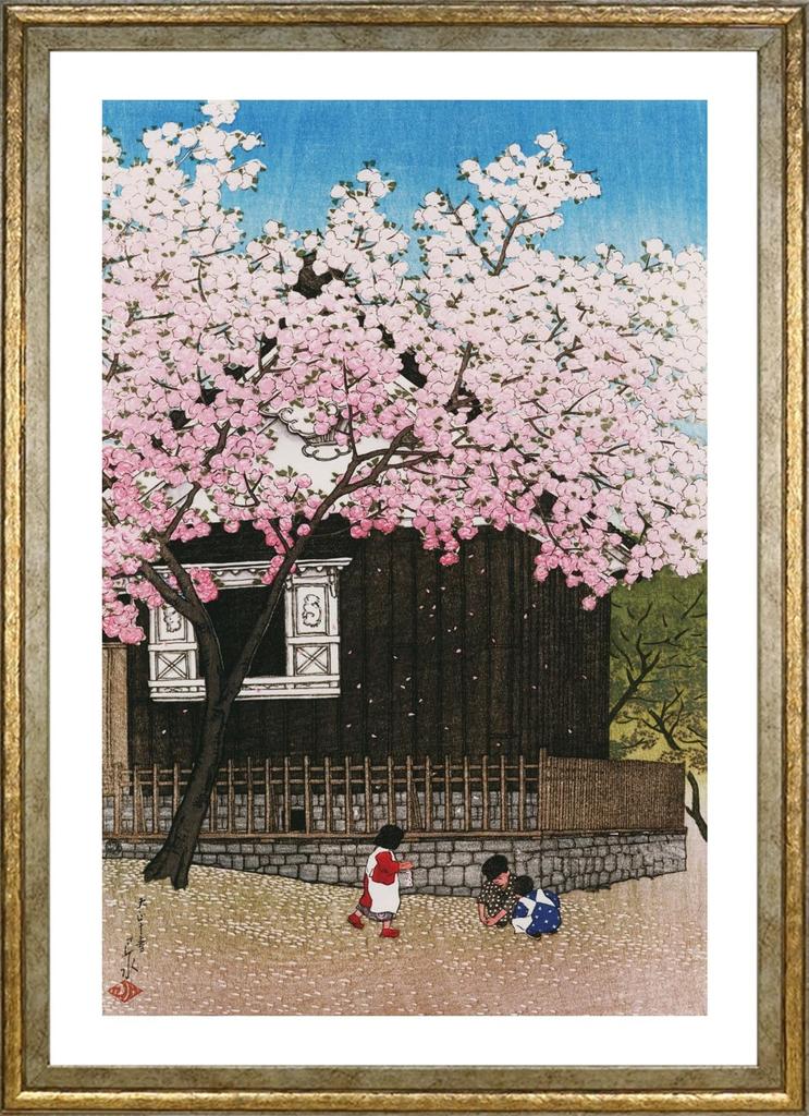 Poster by Kawase Hasui (Twelve Themes of Tokyo: Spring at Mt. Atago) A3 Size Interior Wallpaper Painting Art Poster Gold Frame