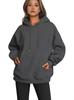 Unisex Loose Casual Autumn/Winter Hooded Pullover with Drawstring and Drop Shoulder Sleeves