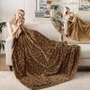 Skin Friendly Polyester Fleece Blanket Leopard Pattern Double Layer Thick for Sensitive Individuals